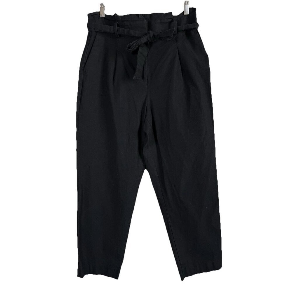 Ann Taylor Women’s Pleated Tapered Leg Tie Waist‎ Black Pants Size 10 Casual